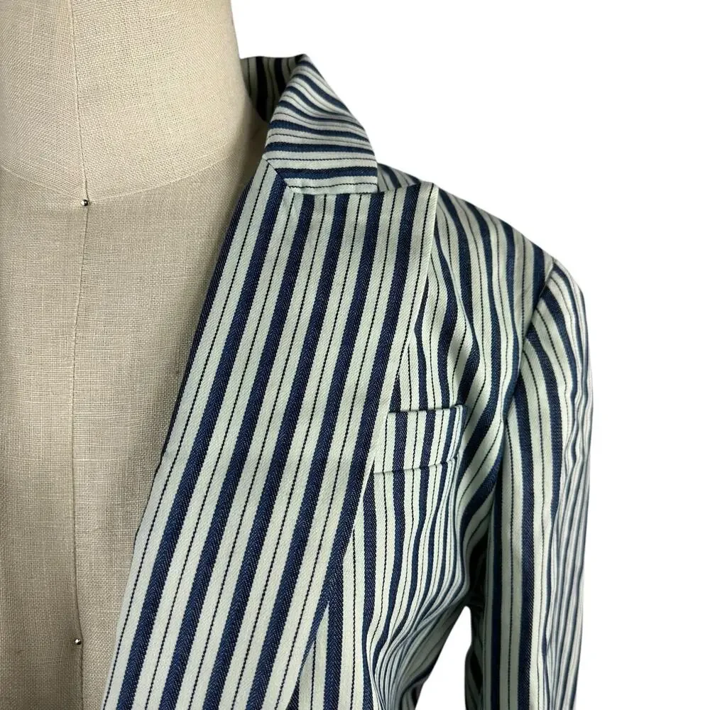 J‎ CREW Willa Blazer Blue White Striped Button Front Jacket Women's Size 6 NWT